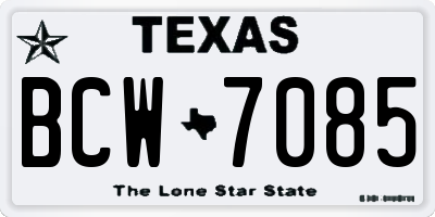 TX license plate BCW7085