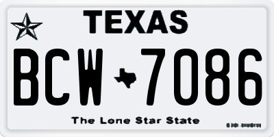 TX license plate BCW7086