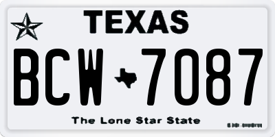 TX license plate BCW7087