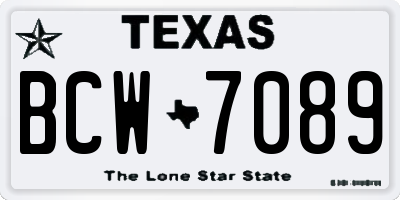 TX license plate BCW7089