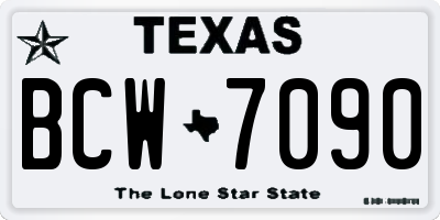 TX license plate BCW7090