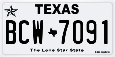 TX license plate BCW7091