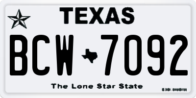 TX license plate BCW7092