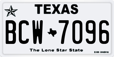 TX license plate BCW7096