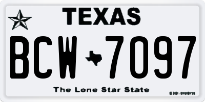 TX license plate BCW7097