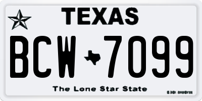 TX license plate BCW7099