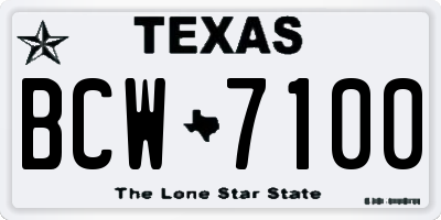TX license plate BCW7100