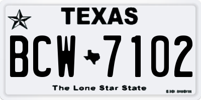 TX license plate BCW7102