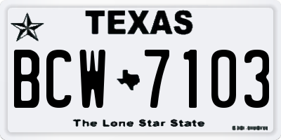 TX license plate BCW7103