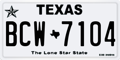 TX license plate BCW7104