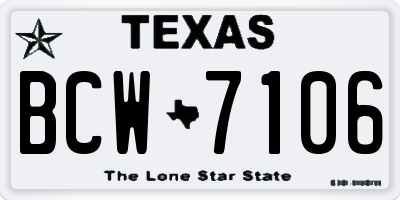 TX license plate BCW7106