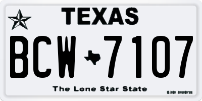 TX license plate BCW7107