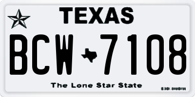 TX license plate BCW7108