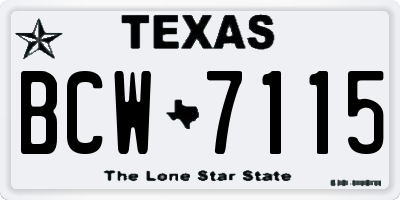 TX license plate BCW7115
