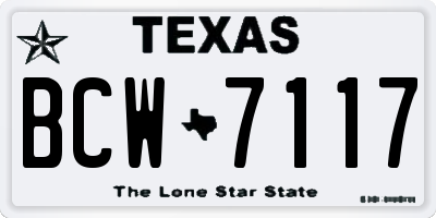 TX license plate BCW7117