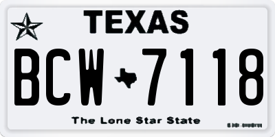 TX license plate BCW7118