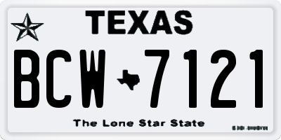 TX license plate BCW7121