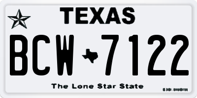 TX license plate BCW7122