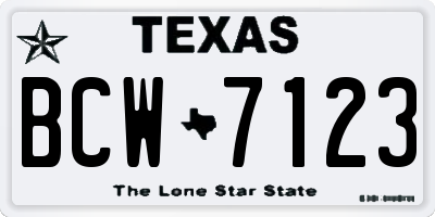 TX license plate BCW7123