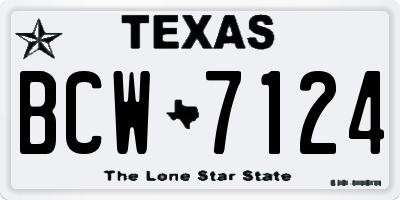 TX license plate BCW7124