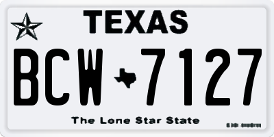 TX license plate BCW7127