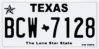 TX license plate BCW7128