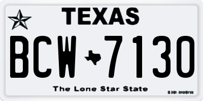 TX license plate BCW7130