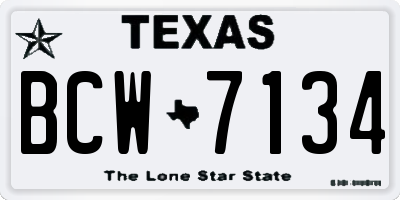 TX license plate BCW7134
