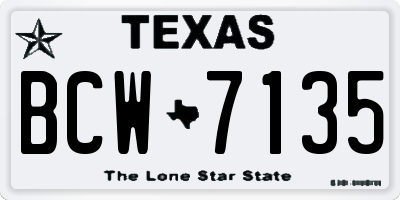 TX license plate BCW7135