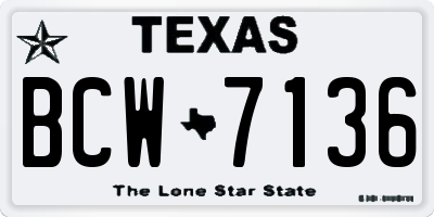 TX license plate BCW7136