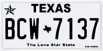 TX license plate BCW7137