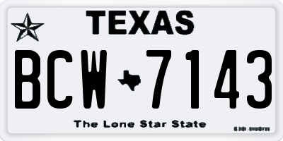 TX license plate BCW7143