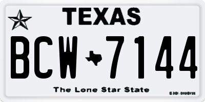 TX license plate BCW7144
