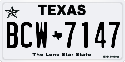 TX license plate BCW7147