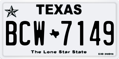 TX license plate BCW7149