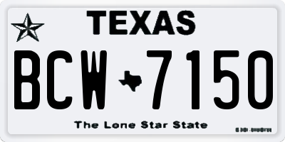 TX license plate BCW7150