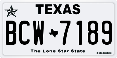 TX license plate BCW7189