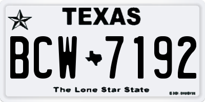 TX license plate BCW7192