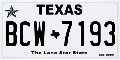 TX license plate BCW7193