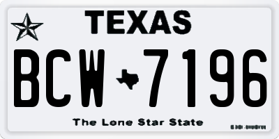 TX license plate BCW7196