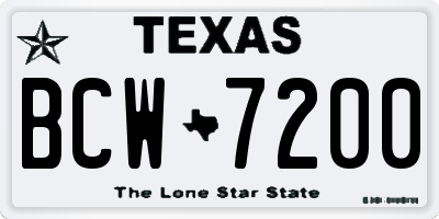 TX license plate BCW7200