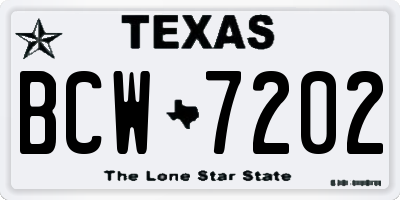 TX license plate BCW7202