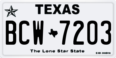 TX license plate BCW7203