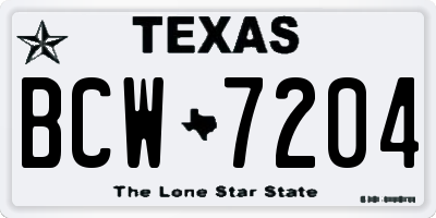 TX license plate BCW7204