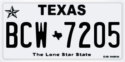 TX license plate BCW7205