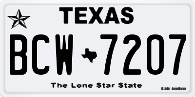 TX license plate BCW7207