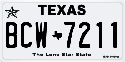 TX license plate BCW7211