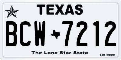 TX license plate BCW7212