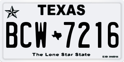 TX license plate BCW7216