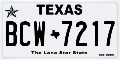 TX license plate BCW7217